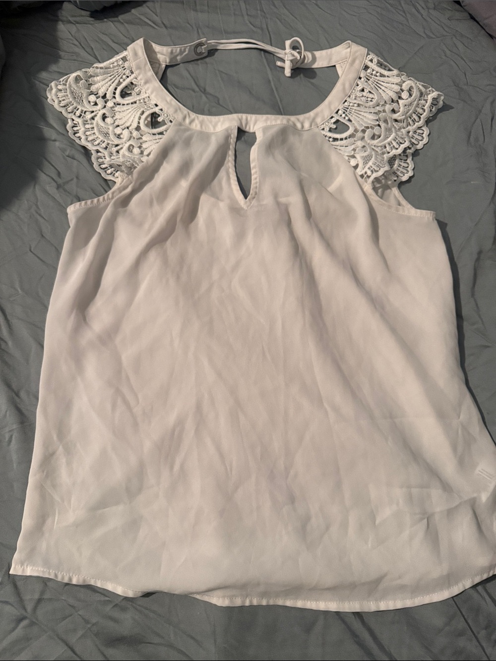Women's Lace Yoke Keyhole Tank Top